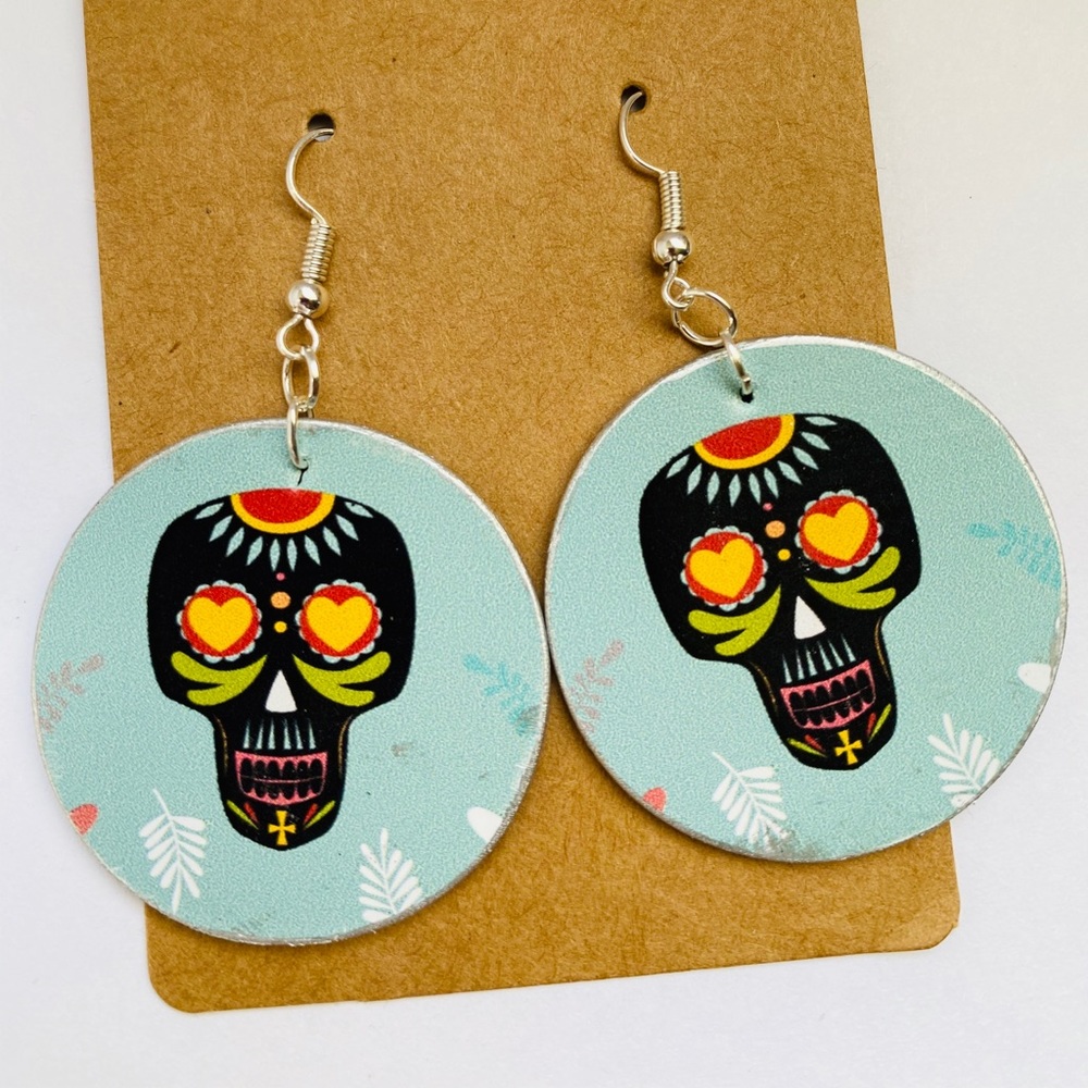Dia de los muertos wood earrings.